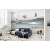 Overig Fotobehang Mystic Cranes - Wit - 2,80m X 400cm