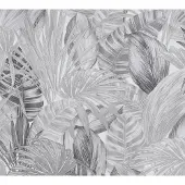 A.S. Création PAMBLADEREN EN VARENS BEHANG | Botanisch - grijs wit zwart - Attractive 2