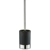 Zeller WC/Toiletborstel in houder - rvs - zwart - rubber coating - D10 x H41 cm