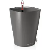 Lechuza MINI DELTINI - Plantenbak - met uitneembare binnenbak - met bewateringssysteem - ALL-IN-ONE set met LECHUZA-PON - antraciet metallic