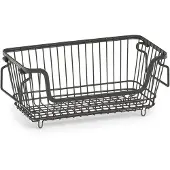 Zeller opberg draadmand - zwart - 32 x 16 x 14 cm - stapelbaar - metaal - opruimen - kastmanden