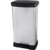 Curver deco bin duo prullenbak 23 liter + 23 liter rechthoekig zilver metallic |