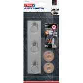 TESA Powerbutton hakenrek Classic, rvs, 2 of 3 haakjes, houdt tot max. 12 kg, 3 haken