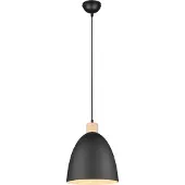 TRIO Hanglamp Jagger zwart met houtbruin