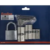 ABUS Cilinderset - Messing - Hangslot 50mm - 2x Profielcilinder 30/30mm - Profielcilinder 10/30mm - 6 Sleutels
