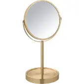 Wenko Spiegeltje, model Alata Gold, mat, diameter 17 cm, met 3-voudige vergroting