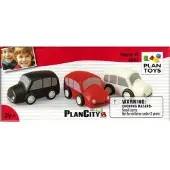 Aqua Technix Plan toys 3 houten bestel auto'tjes