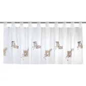 Elbersdrucke Bistro Gordijn 48x140 cm wit-bruin transparant
