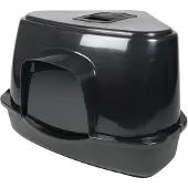 Ebi Cat House Prism 70 Zen Series - Gesloten Hoekkattenbak - met Koolfilter - Grote Katten - 70x56x46cm - Zwart