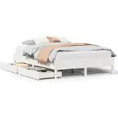 vidaXL Bedframe zonder matras massief grenenhout wit 140x190 cm