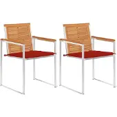 vidaXL Tuinstoelen 2 st met kussens massief acaciahout en staal