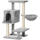 Acaza Krabpaal met hangmat voor meerdere katten, Kattenboom, Rookgrijs