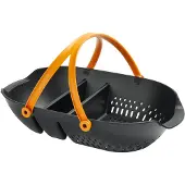 Fiskars oogstmand, geschikt voor het verzamelen, transporteren en reinigen van oogst en oogstgereedschap, kunststof, zwart/oranje, Plus, 1062831