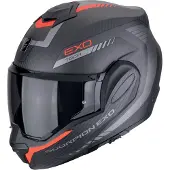 Scorpion EXO-Tech Evo Carbon Cosy, modulaire helm ,Mat Zwart/Grijs/Rood ,M