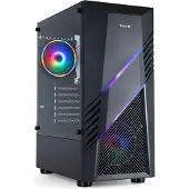 TooQ TQGCC102-B - Gaming Behuizing „Biohazard” ATX/Micro-ATX/Mini-ITX Midi Toren, Gehard Glas, Voorkant Paneel met RGB, Kleur