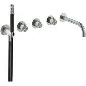Hotbath Archie AR7172EXT afbouwdeel inbouwthermostaat met staafhanddouche aan houder, 2 stopkranen en uitloop RVS316