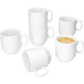 MamboCat Set van 6 TOMMY stapelbare koffiemokken wit porselein 220ml