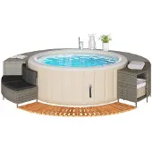 vidaXL Hottub-ombouw poly rattan massief acaciahout grijs