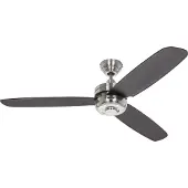 CasaFan Night Flight BN Plafondventilator 65 W (Ø x h) 132 cm x 240 mm Chroom (geborsteld) Met wintermodus, Met afstandsbediening, Lampaanbouw mogelijk