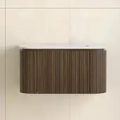 Sanilux Badmeubelset Eleganza 80 cm Solid Surface Zonder Kraangat Dark Walnut