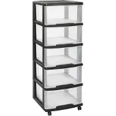Curver Essentials Ladesysteem - 5x20 liter - zwart/transparant