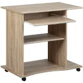 Inter Link Computertafel links, model Durini, 80 cm breed, met toetsenbordlade, kleur Sonoma eik