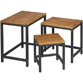 Wohnling Bijzettafelset sheeshamhout 3 stuks