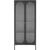 House Nordic Vitrinekast Adelaide | metaal zwart 35x80x180 cm vitrinekasten | NADUVI