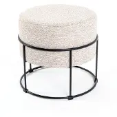 Haku kruk, bekleed, B 480 x D 480 x H 430 mm, stof en staal, crème beige-zwart