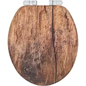 Wenko WC bril Rustic hout decor - MDF FSC gecertificeerd - Easy-Close softclose sluiting - Fix-Clip bevestiging afklikbaar - Toiletbril houtdecor - Toiletzitting met houtprint