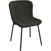 Ebuy24 Maceda eetkamerstoel bouclé donkergroen.