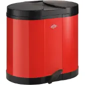 Wesco Eco-verzamelaar Prullenbak | 30 Liter | Duo Pedaalemmer (2x15 Liter) | Metaal - Rood | Afvalscheiding - Made in Germany