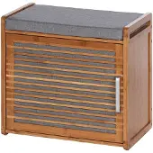 Wenko Schoenenkast Bahari Met Zitkussen Bamboe/grijs 50x45x33cm