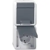 Gira Dubbele Schuko Stopcontact IP44 Verticaal Grijs - 478030
