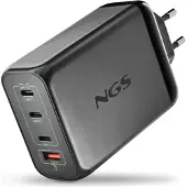 NGS BUD 240W : Universele 240W GaN wandlader met 4 poorten: 3 USB-C + 1 USB-A. Snelle opladen. Grote compatibiliteit. Lading s