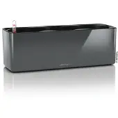 Lechuza CUBE Glossy Triple - Plantenbakken - met uitneembare binnenbak - met bewateringssysteem - ALL-IN-ONE set - antraciet hoogglans