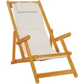 vidaXL Strandstoel inklapbaar met armleuningen acaciahout en textileen