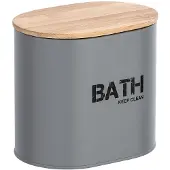 Wenko Badkameropberger Gara - Opbergmand - Met Deksel - Grijs - 14,5x13,5x10,5cm