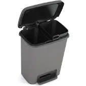 Curver Compatta Duo Prullenbak - 11L + 11L - Grijs Zwart - Recycled Kunststof