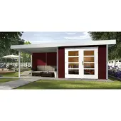 Weka Tuinhuis Met Overkapping 126 Type B Gr2 Rood 300x645cm