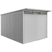 Biohort Metalen Tuinhuis Avantgarde - Zilver Metallic - 260x380cm - Enkele Deur - Met Lessenaarsdak