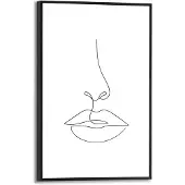 Reinders! Decoratief Paneel Illustratie Mond En Neus Zwart-wit 20x30cm Mdf