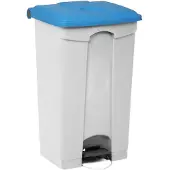 Engels Afvalbak Met Pedaal – 90 Liter, Wit Met Blauw Deksel