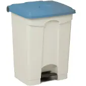Engels Afvalbak Met Pedaal – 70 Liter, Wit Met Blauw Deksel