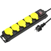 Sencys Stekkerdoos 5-voudig Voor Buiten (ip44) Zwart/geel 3 Meter