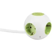 Sencys Stekkerdoos Globe 4-voudig Wit/groen 1,4 Meter