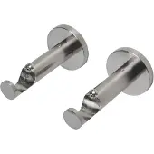 DecoMode - Gordijnsteun - Hout - Geborsteld Nikkel - Dia. 28mm - 2 Stuks