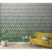 Praxis Fotobehang Golvend 3d Patroon - Groen - Grijs - Off-white - 2,70m X 159cm
