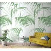 Marburg Fotobehang Vervaagde Palmbladeren - Groen - Wit - 2,70m X 159cm