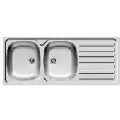 Overig Nord Inox Spoelbak Opbouw 2 Kommen + Afdruipplaat 120x50cm Roestvrij Staal